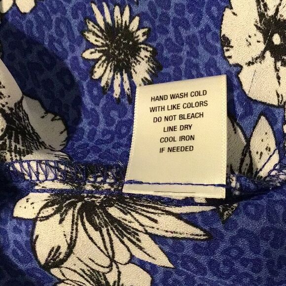 Sami & Jo Women’s Blouse Blue Daisy Floral Ruffle 3/4 Sleeve Top Slip On Size XL - Picture 7 of 10